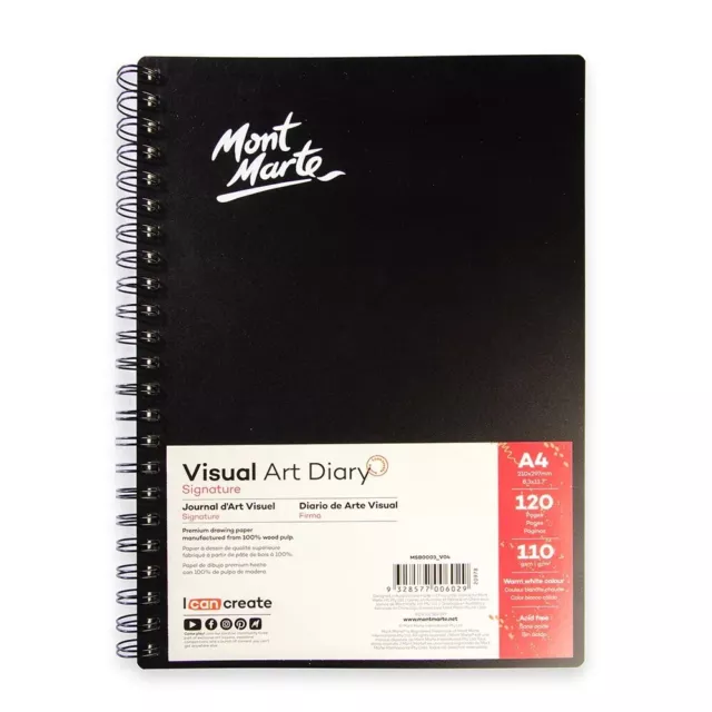 Visual Diary Book A4 120 page Mont Marte Sketch Drawing Pad Art White Paper