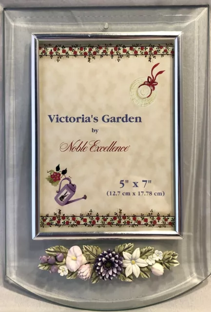 Vintage Silver/Glass Noble Excellence “Victoria’s Garden” Picture Frame 5"x 7"