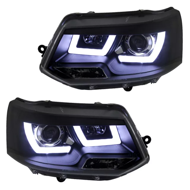 Scheinwerfer DRL U-Tube Tagfahrlicht für VW T5 GP Facelift Bj. 2009-2015 Schwarz