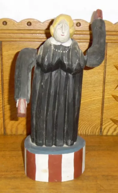 Vintage 1984 P Koosed Folk Art Carved Wood Judge Justice Equality Whirligig 10"