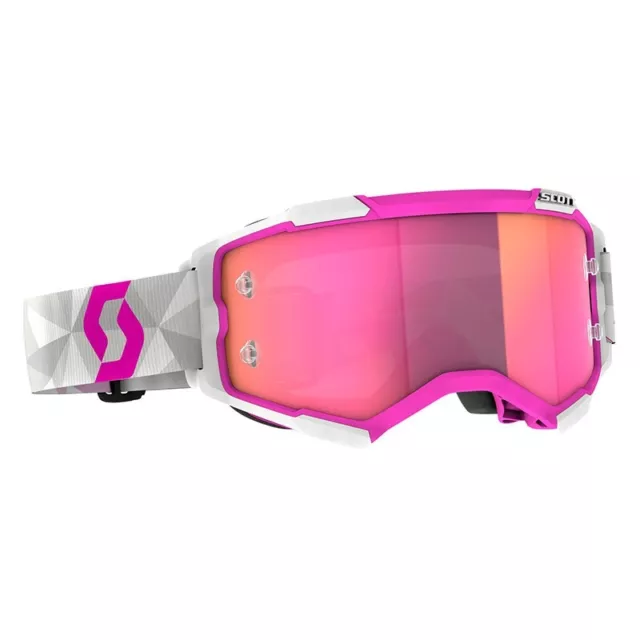 Occhiale Maschera Cross Scott Fury Jp61 Bianco/Rosa-Lente Specchiata Rosa
