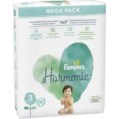 Pampers Harmonie Mega Pack de 80 Couches paquet Taille 3 bébé de 6 à 10 Kg