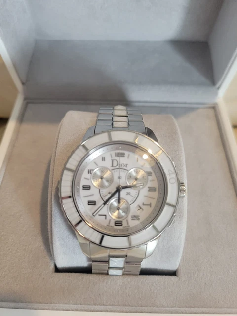 Christian Dior Christal White Dial & Bezel with White Sapphire Crystals Watch.