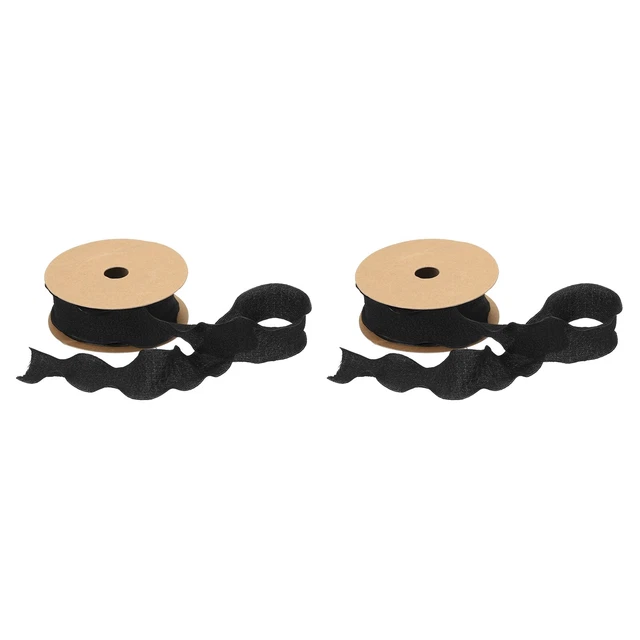 2 piezas cinta satinada de borde doble volante de 1,5 pulgadas 10 yardas negra color liso