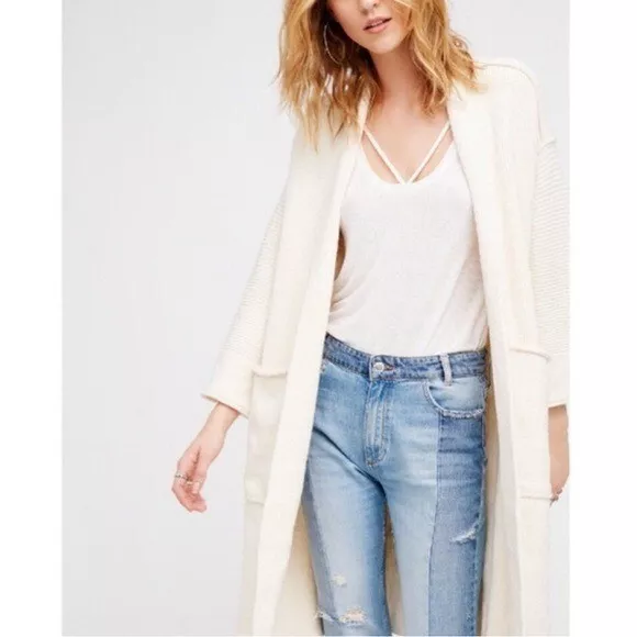 Free People Rare By the Campfire Chunky Oversized Duster Cardigan