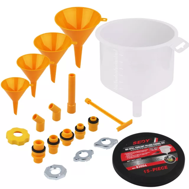 19x Car Radiator Coolant Funnel Vehicles Auto Antifreeze Bleeder Refill Tool Kit