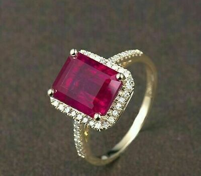2.50 Ct Emerald Pink Ruby Pretty Halo Women Engagement Ring 14K White Gold Over