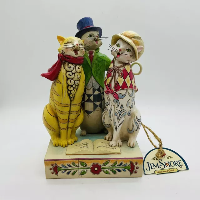 Jim Shore Heartwood Creek 4010897 CAROLING CATS Figurine Yellow Cat Missing Tail