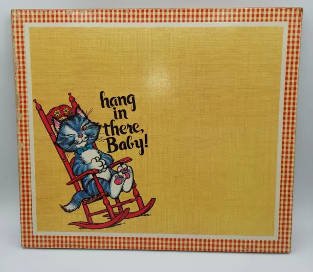 Vintage Hang in These CAT Wall Picture Cork Bulletin Board 14” X 16”