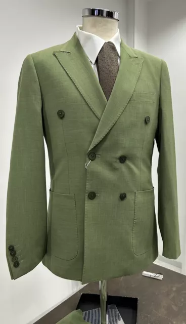 Abito Uomo Doppio Petto Verde Fresco Lana Col. Verde Gucci 46 48 50 52 54 56 58