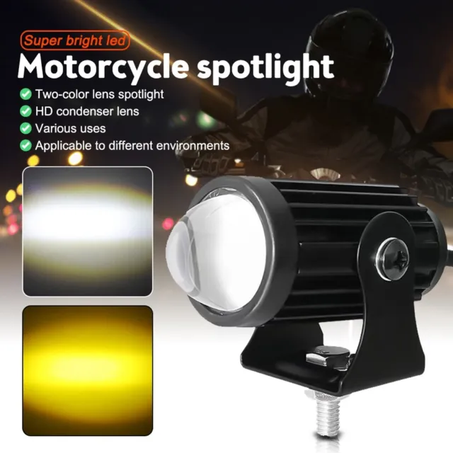 1PC Moto Phare Projecteur Lentille Double Couleur LED Phare Feu de Route