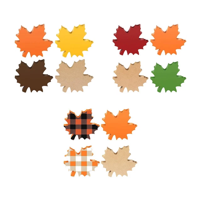 4 bandejas de decoración de animales de Acción de Gracias, mesa de hojas de arce otoño, letrero de madera,