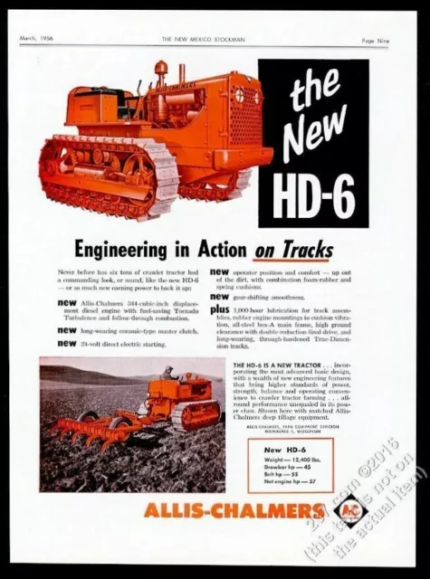 1956 Allis Chalmers HD6 crawler tractor farm photo vintage print ad