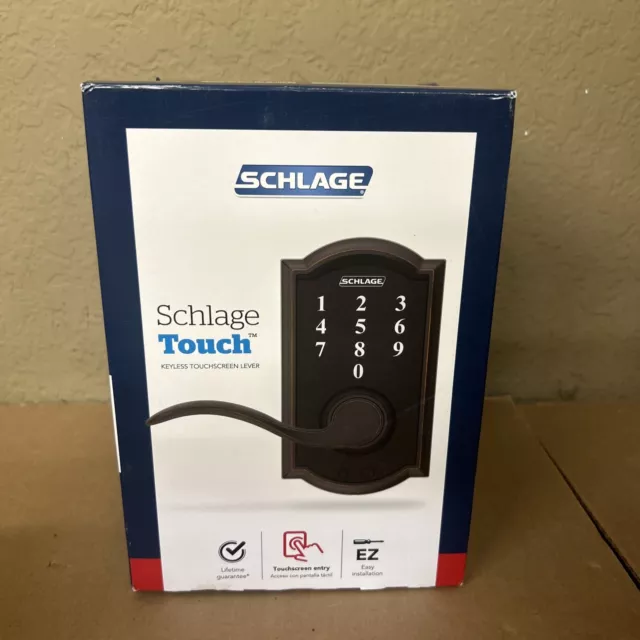 New SCHLAGE Touch - Keyless Touchscreen Lever  Aged Bronze FE695 V CAM 716 ACC
