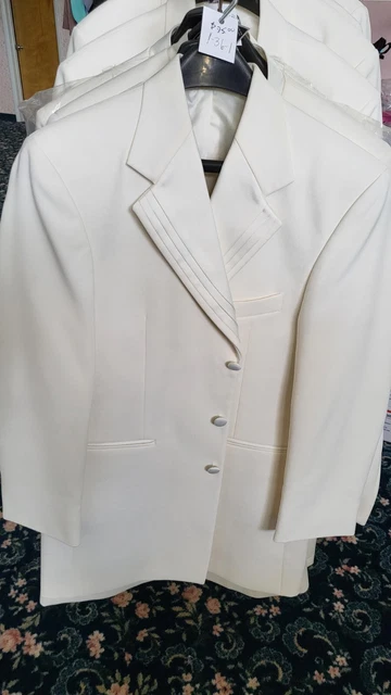 Ivory After Six Thigh Length Trilogy Notch Collar Tuxedo Jacket