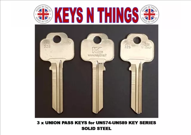 3 xJMA UN-8i HD UNI32R Silca UNI32R Pass Keys to Suit Union 6 Pin security locks