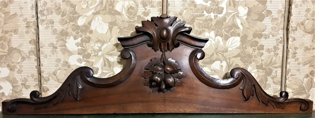 Large scroll leaf crowned carving pediment Antique french architectural salvage