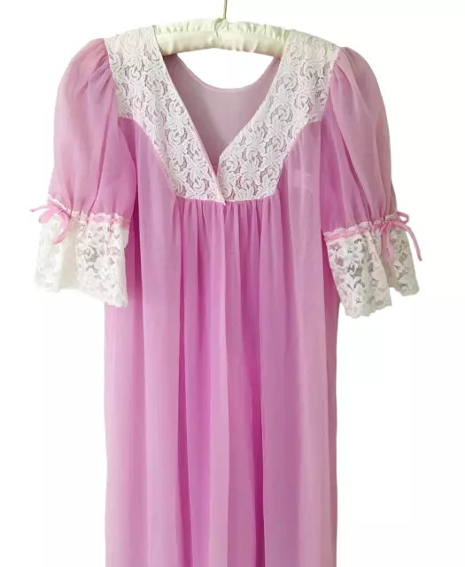 Vintage Dressing Gown Lilac Pink Purple Sheer Luxury Robe 60s Lady Lovely VTG 2