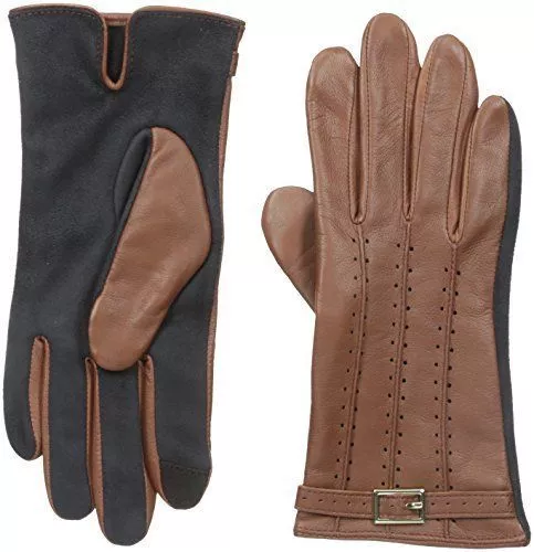 Adrienne Vittadini Women's Leather and Faux Suede Touchscreen Gloves