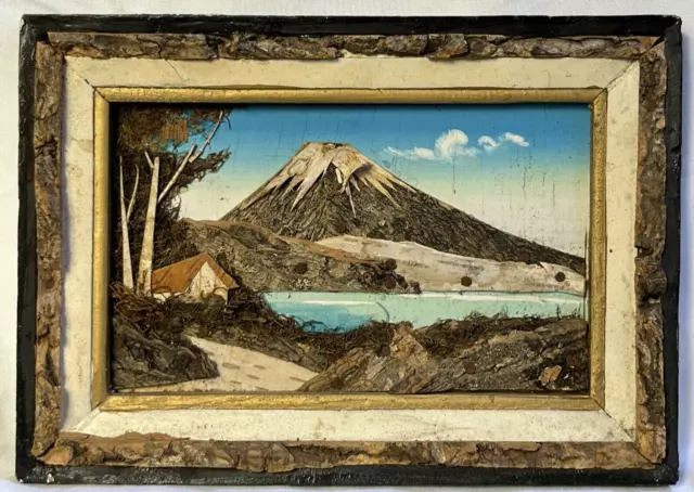 Vintage Framed Art Pieces Set Of Three Made Of Bark And Other Natural Items Vintage Framed Art Pieces Set Of Three Made Of Bark And Other Natural Items