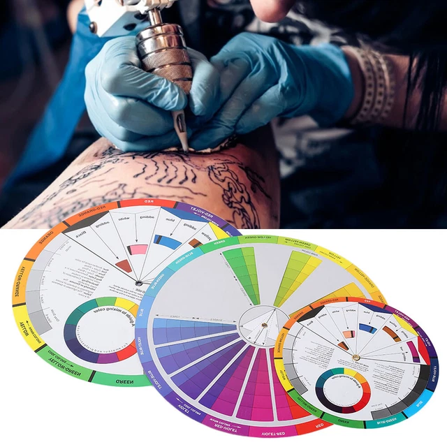 3x Guía de mezcla de color rueda de tatuaje pigmento de color rueda accesorio de tatuaje GSA