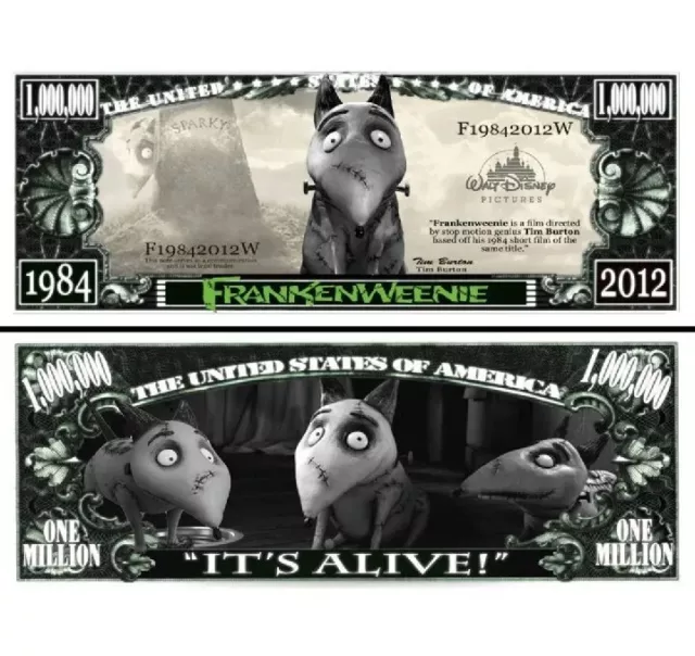 Lot Of 4 New FrankenWeenie Million Dollar Bill Note+FREE SLEEVE