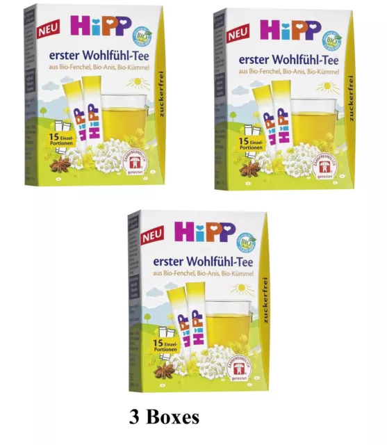 3 Boxes HiPP Organic Instant first feel-good Tea  sugarfree Made in Germany