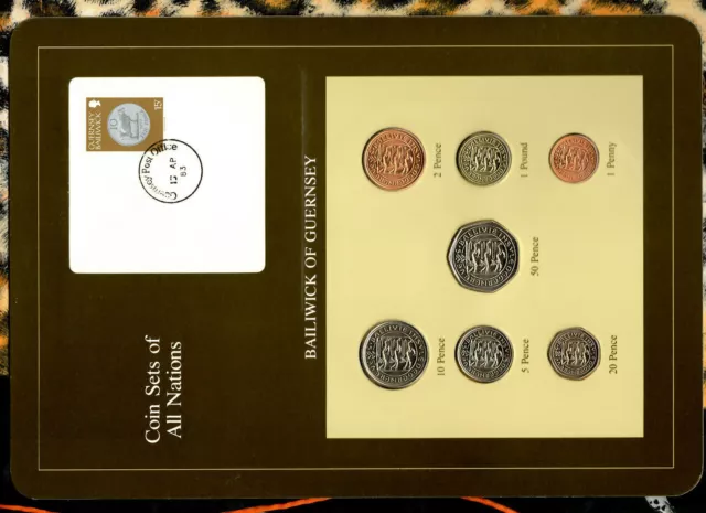 Coin Sets of All Nations Guernsey Brown 1979-1982 UNC £1 1981 Lily 13AP83