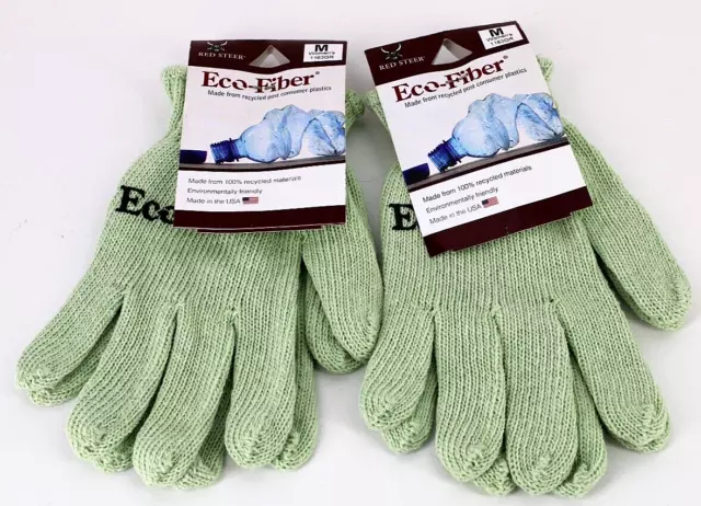 NWT 2 Pair Eco-Fiber Gloves 100% Recycled Plastic Materials Garden USA Made