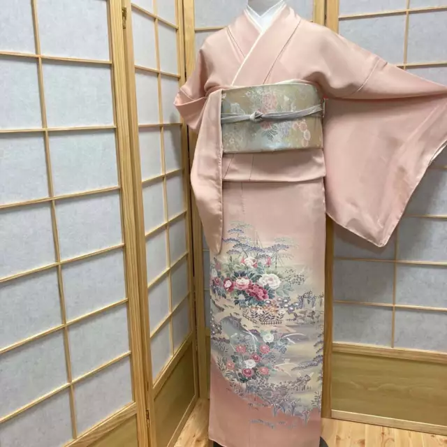 8663# Japanese kimono Vintage Pure Silk Robe Traditional Kimono only sold 163cm