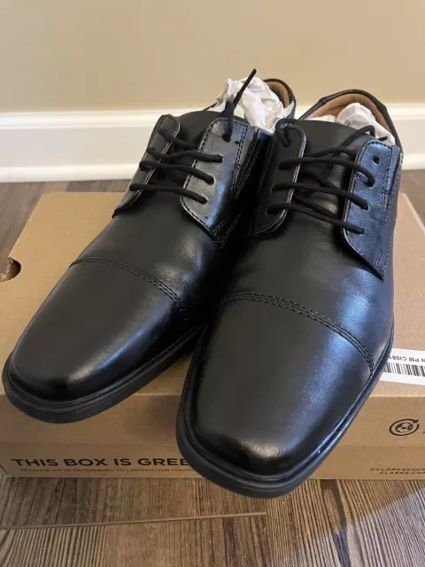Clarks Tilden Cap Mens Oxford Dress Shoe Black Leather US Size 7.5 M