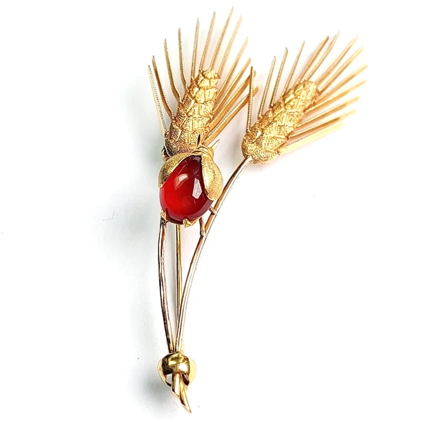 Pendentif Et Broche En Or Jaune 18K Avec Camée Cornaline - Visage Ovale 45 Mm, Couleur Orange, Neuf Avec étiquettes