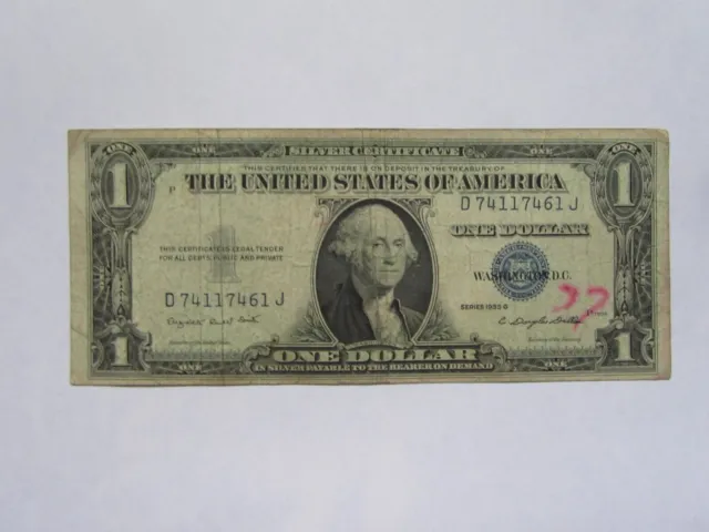 **RARE** 1935-G  **WITH MOTTO** $1 Dollar Blue Seal Silver Certificate