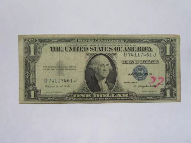 **RARE** 1935-G  **WITH MOTTO** $1 Dollar Blue Seal Silver Certificate