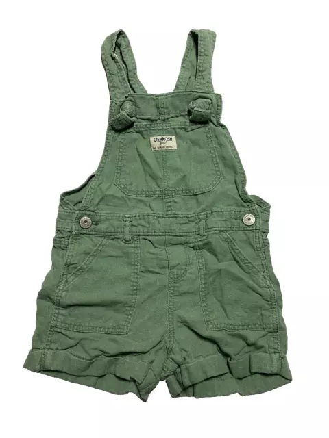 Oshkosh BGosh Army Green Overall shorts Jumper Girls size 5T Linen blend cuffed