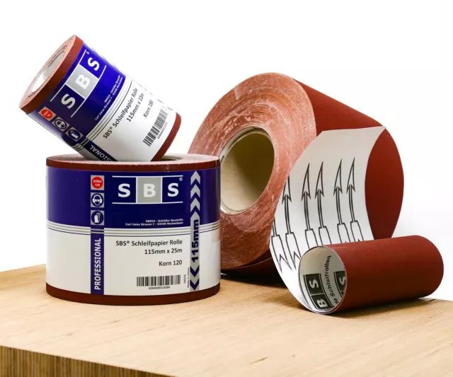 SBS® Schleifpapier Rolle 115 mm x 25 m Korn 40-240 Handschleifpapier