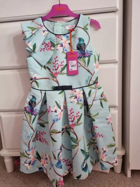 BNWT Ted Baker Girls Hummingbird Floral Occasion Dress, Age 8