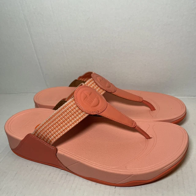 FIT FLOP Walkstar Toe Post Leather coral Thong Sandals 11 Women’s