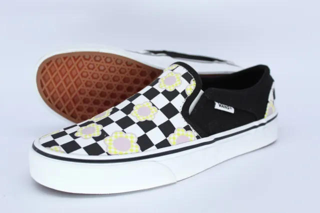 Vans Shoes Asher Slip-On Us 5,5 Eur 37 Flower Checkerboard Multi White