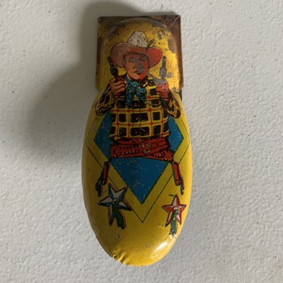 Vintage Tin Litho Toy Roy Rogers Noise Maker Clicker Made in USA