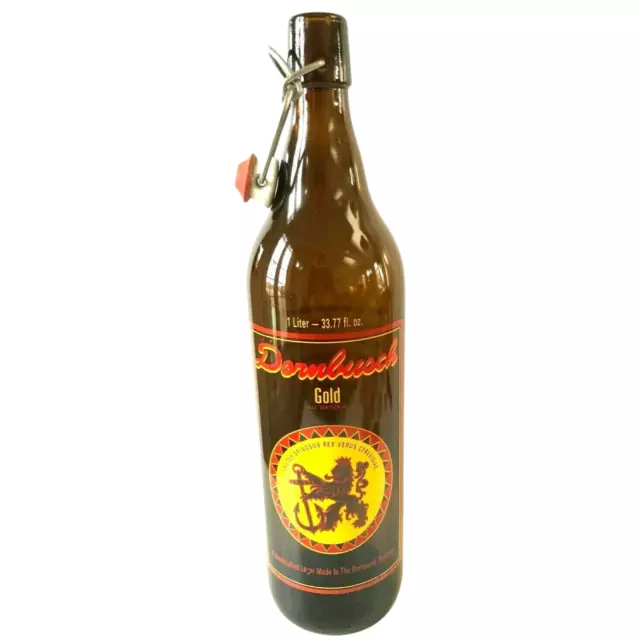Empty Dornbusch Gold Beer Bottle 1 Liter Porcelain Cap Lion Graphic Ipswich, MA