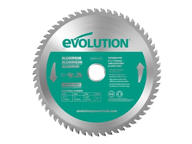 Evolution - Aluminium Cutting Circular Saw Blade 210 x 25.4mm x 60T