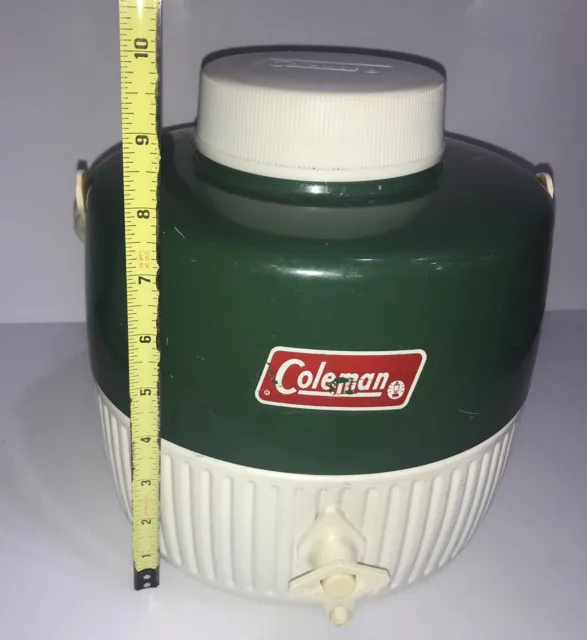 Coleman 1 Gallon Water Jug Green Thermos Camping Drink Cup 1977 Vintage