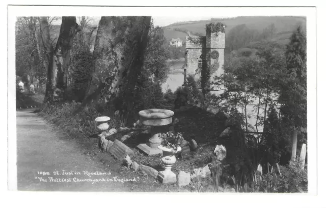 CORNWALL - ST JUST IN ROSLEAND CHURCH nr FALMOUTH Hawke Real Photo Postcard