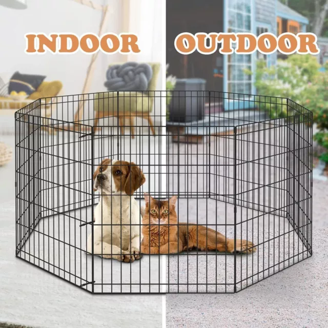 24"/30"/36"/42"/48" 8 Panels Pet Playpen Metal Indoor Outdoor Folding Dog Fence