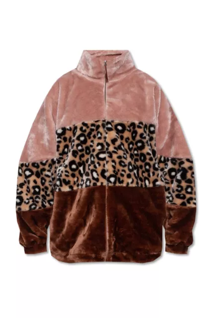 NWT UGG Women's Elaina Colorblock Faux Fur Coat Jacket Small S
