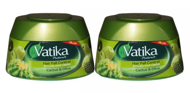 2 x 125ml Dabur Vatika Haarausfallkontrolle Stylingcreme mit Kaktus, Oliven & Henna