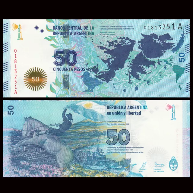 Argentina 50 Pesos, 2015, P-362, COMM., UNC