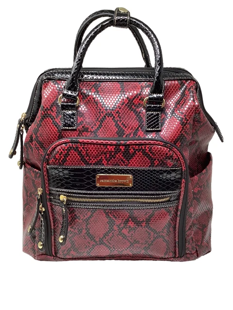 Samantha Brown Python Snake Print  Embossed Backpack Purse