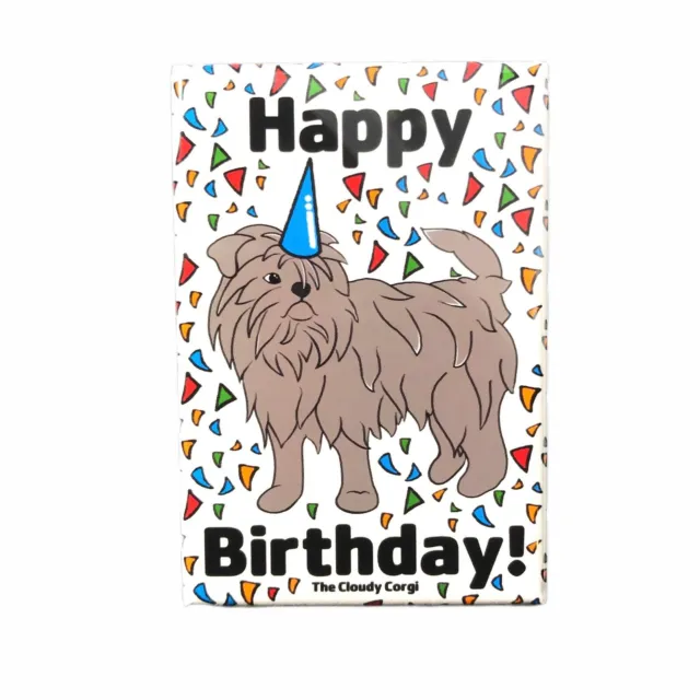 Affenpinscher Dog Happy Birthday Magnet Confetti Celebration Gift and Home Decor